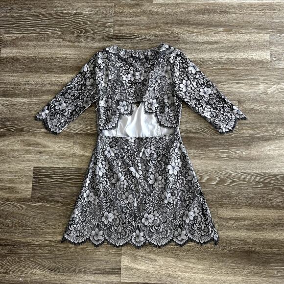 For Love and Lemons Theodora Black Lace Mini Dress Sz Large Floral Ruffle Party - Picture 6 of 16